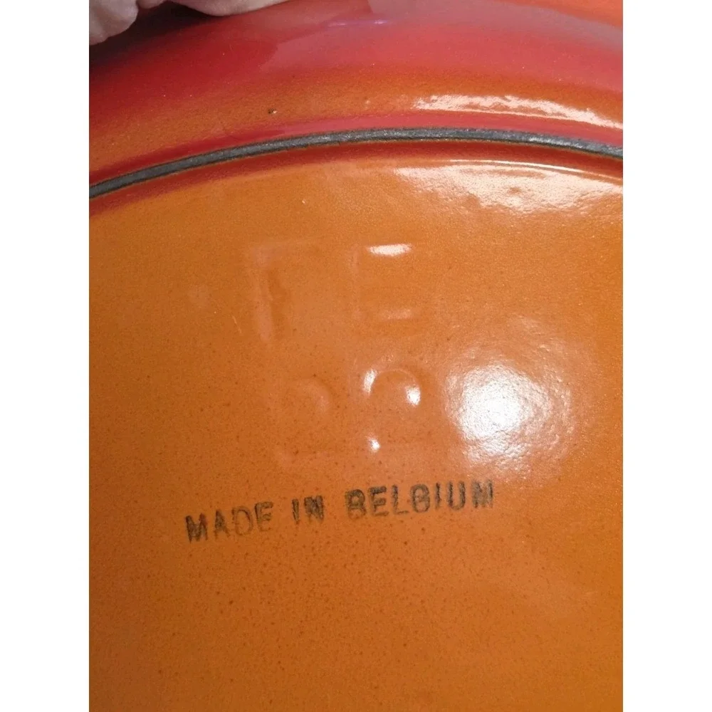 Vintage‎ Descoware FE 22 Belgium Orange Enamel Casserole Dish